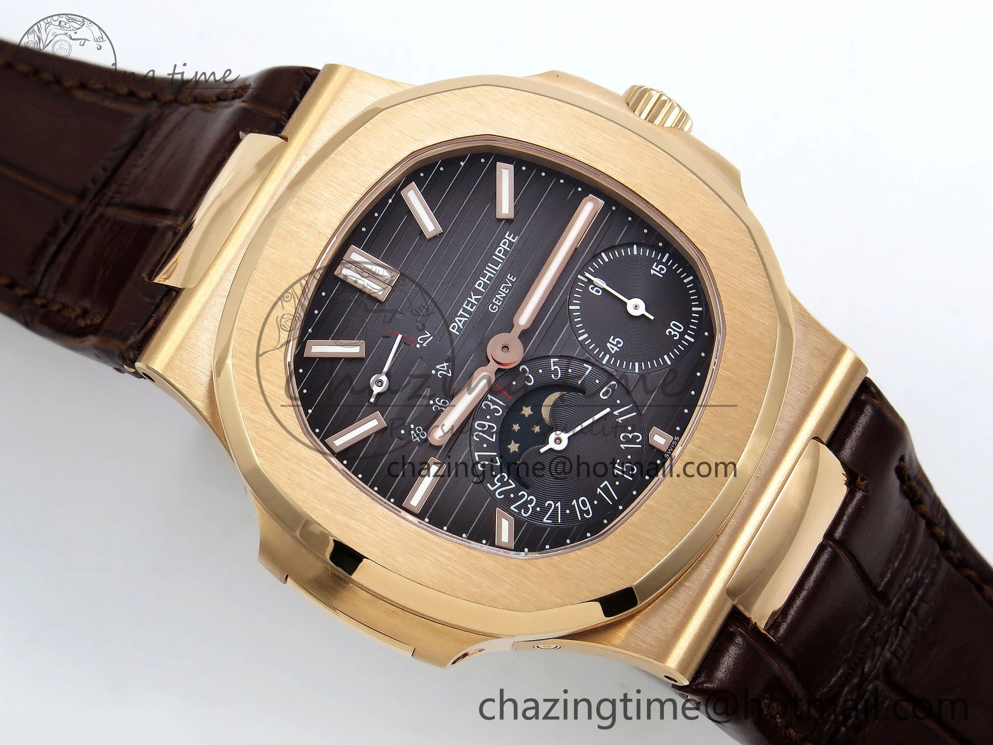 Nautilus 5712 RG PPF 1:1 Best Edition Gray Dial on Brown Leather Strap A240 Super Clone V2
