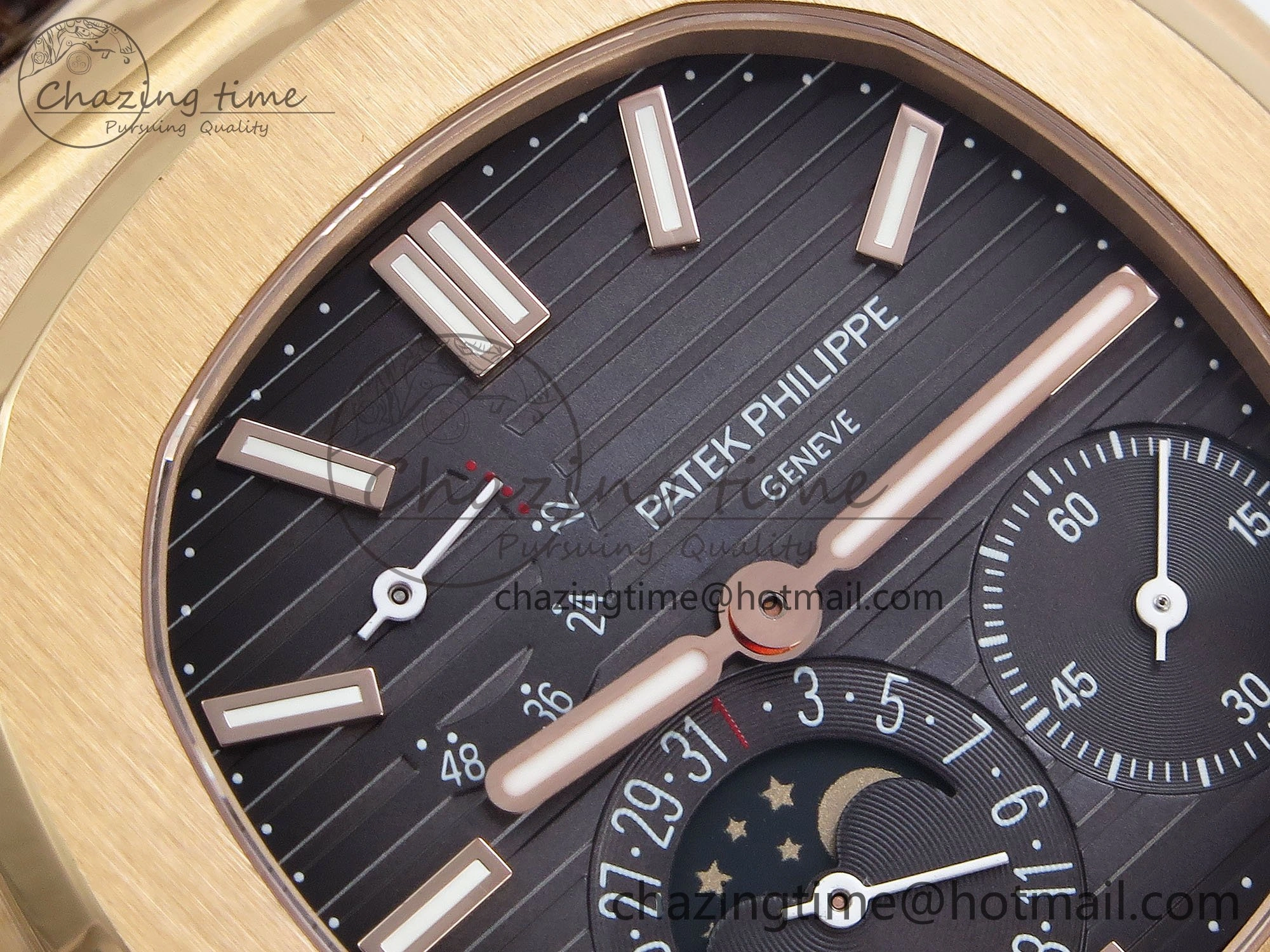 Nautilus 5712 RG PPF 1:1 Best Edition Gray Dial on Brown Leather Strap A240 Super Clone V2