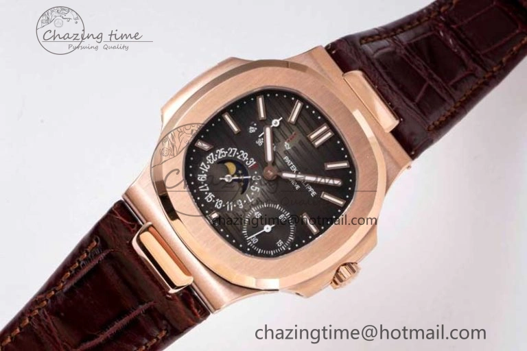 Nautilus 5712 RG PPF 1:1 Best Edition Gray Dial on Brown Leather Strap A240
