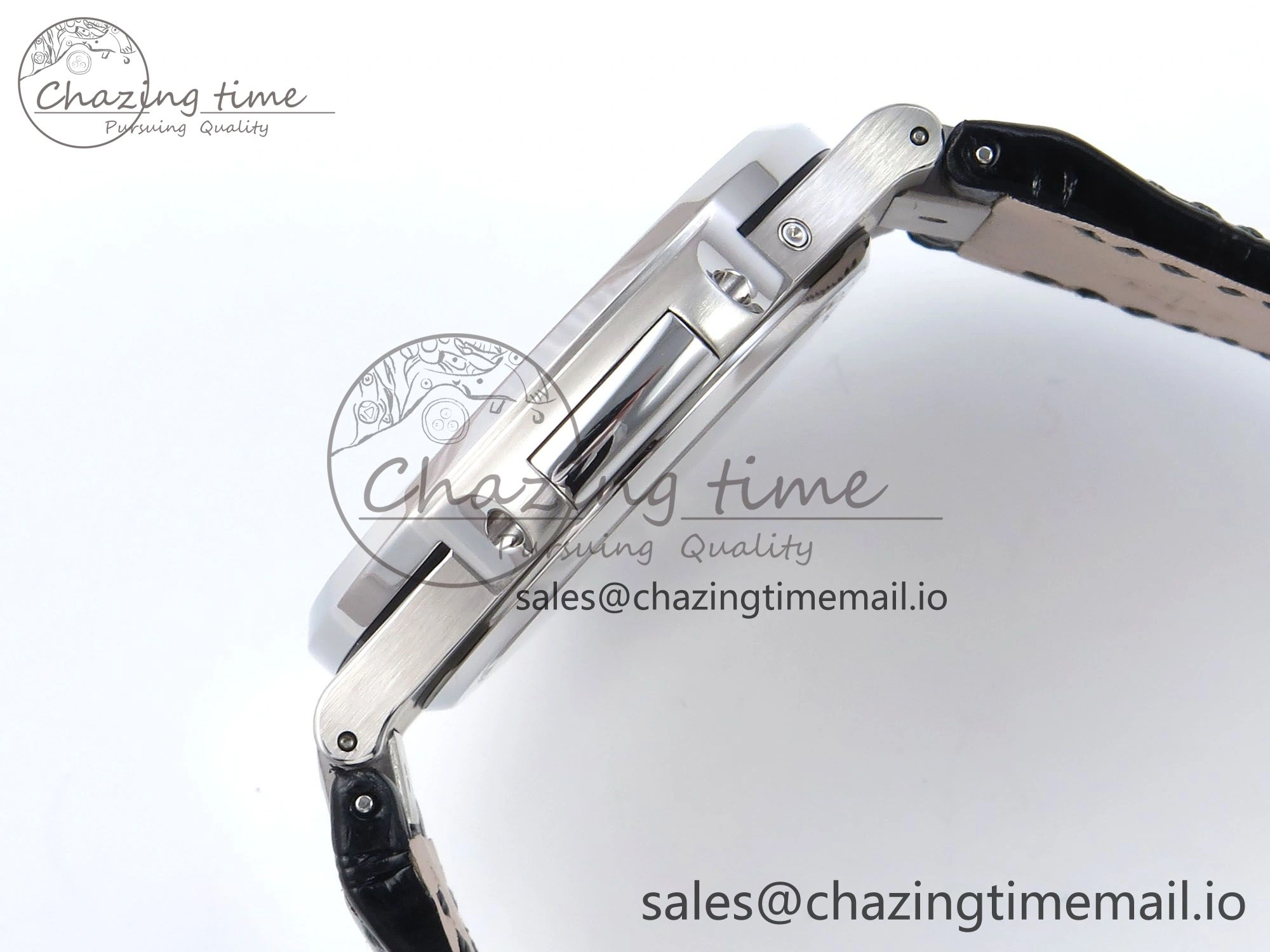 Nautilus 5712 SS PPF 1:1 Best Edition Blue Dial Diamonds Bezel on Black Leather Strap A240 Super Clone V3