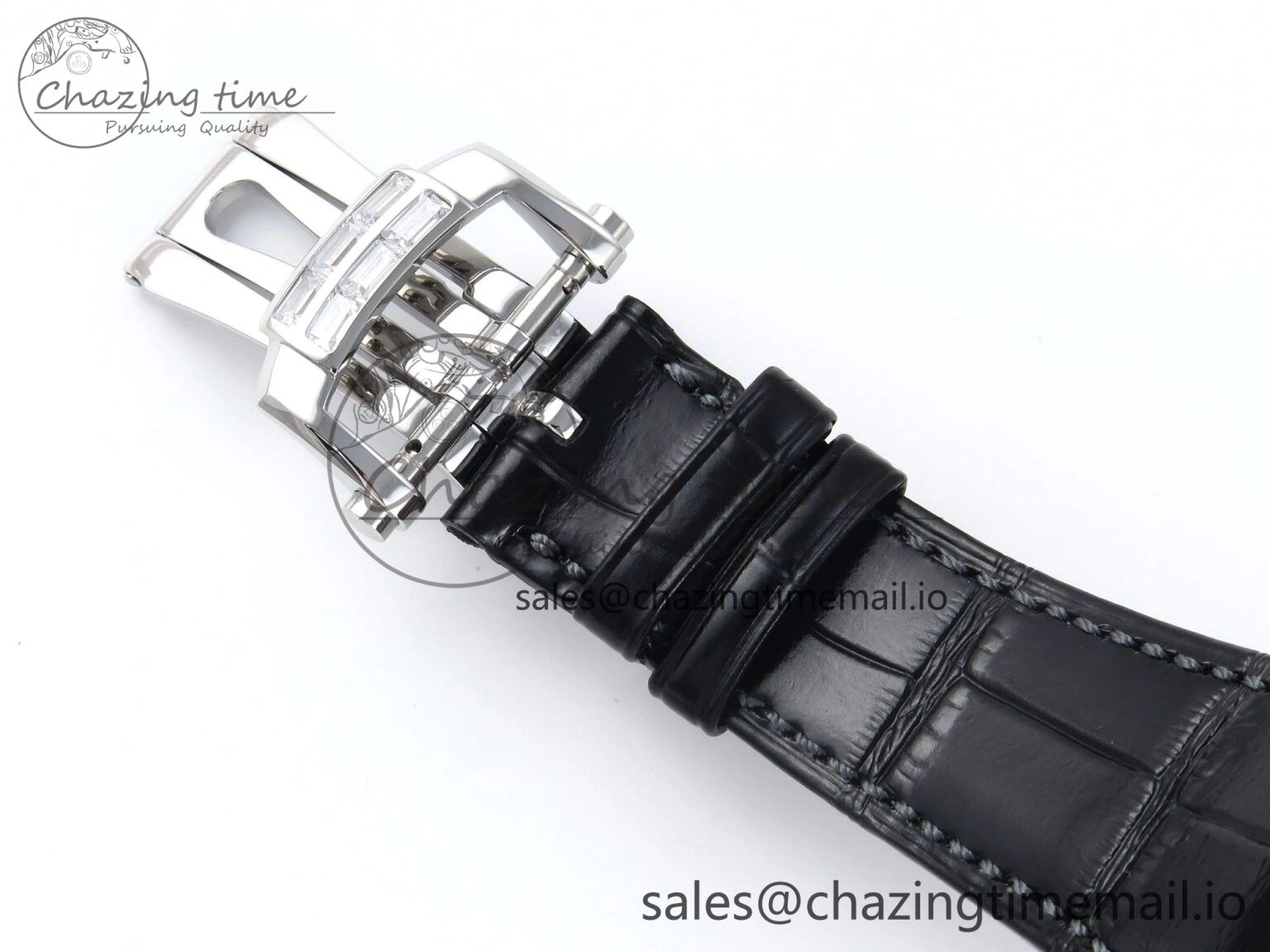 Nautilus 5712 SS PPF 1:1 Best Edition Blue Dial Diamonds Bezel on Black Leather Strap A240 Super Clone V3