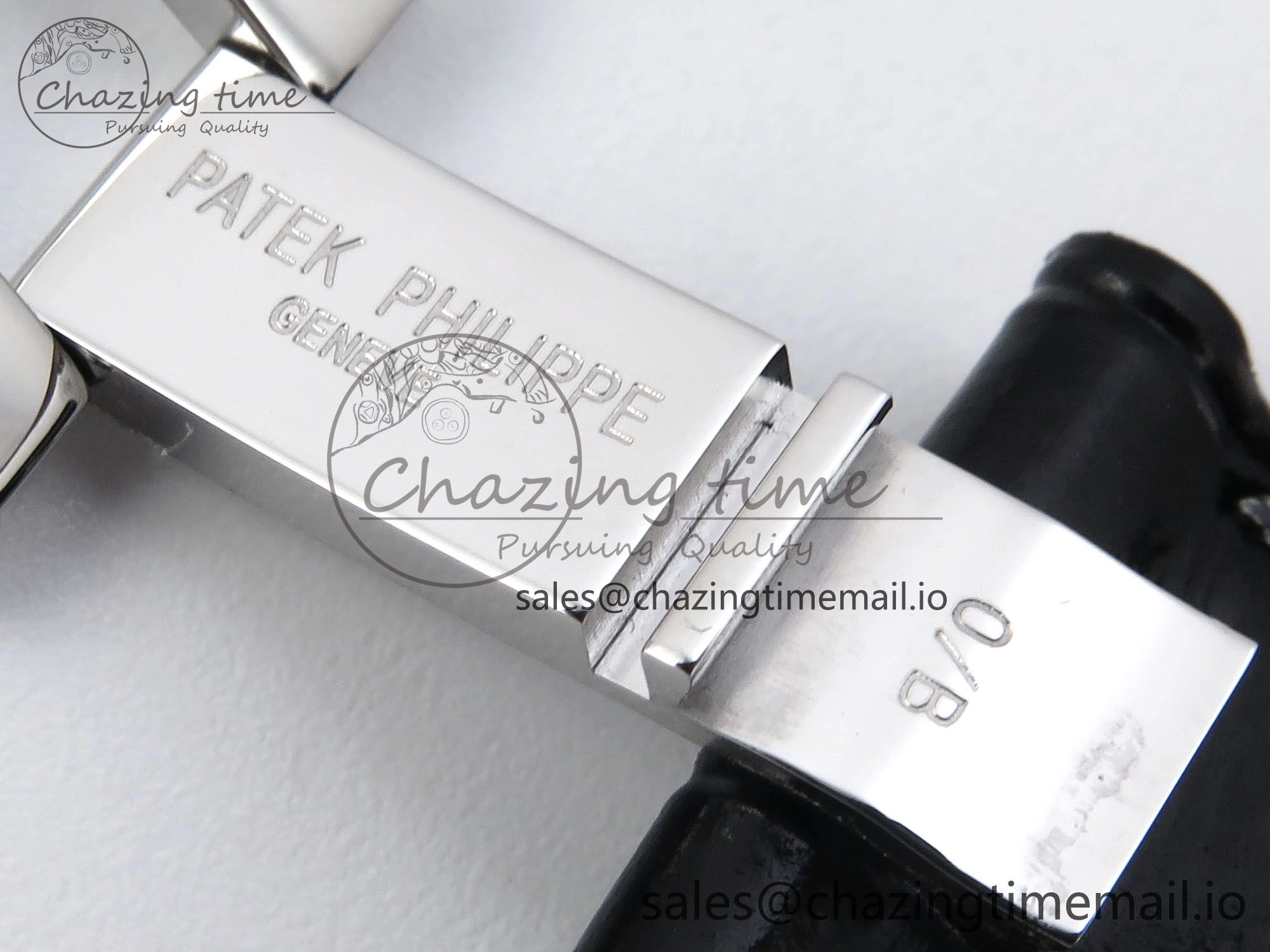 Nautilus 5712 SS PPF 1:1 Best Edition Blue Dial Diamonds Bezel on Black Leather Strap A240 Super Clone V3