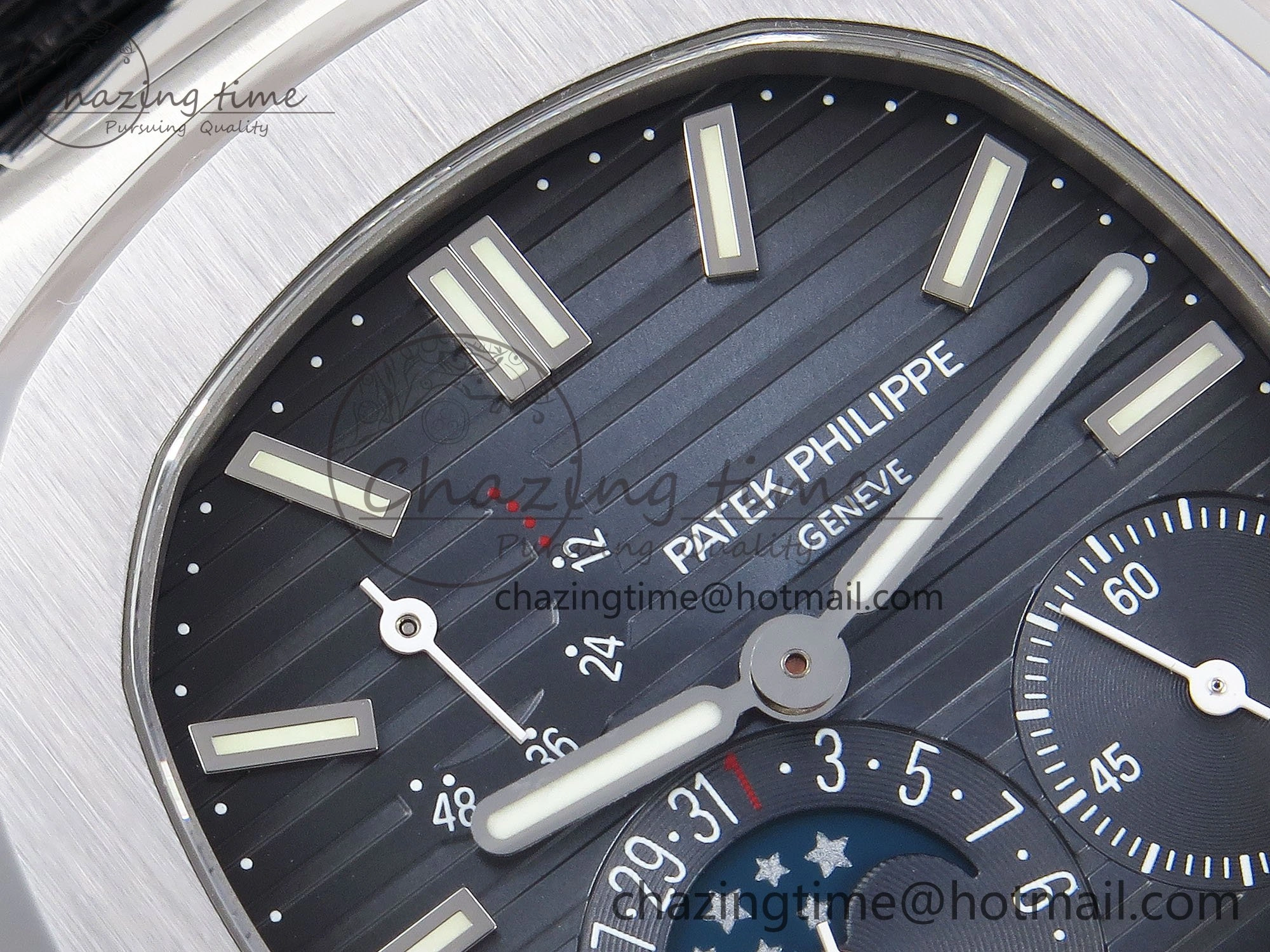 Nautilus 5712 SS PPF 1:1 Best Edition Blue Dial on Black Leather Strap A240 Super Clone V2