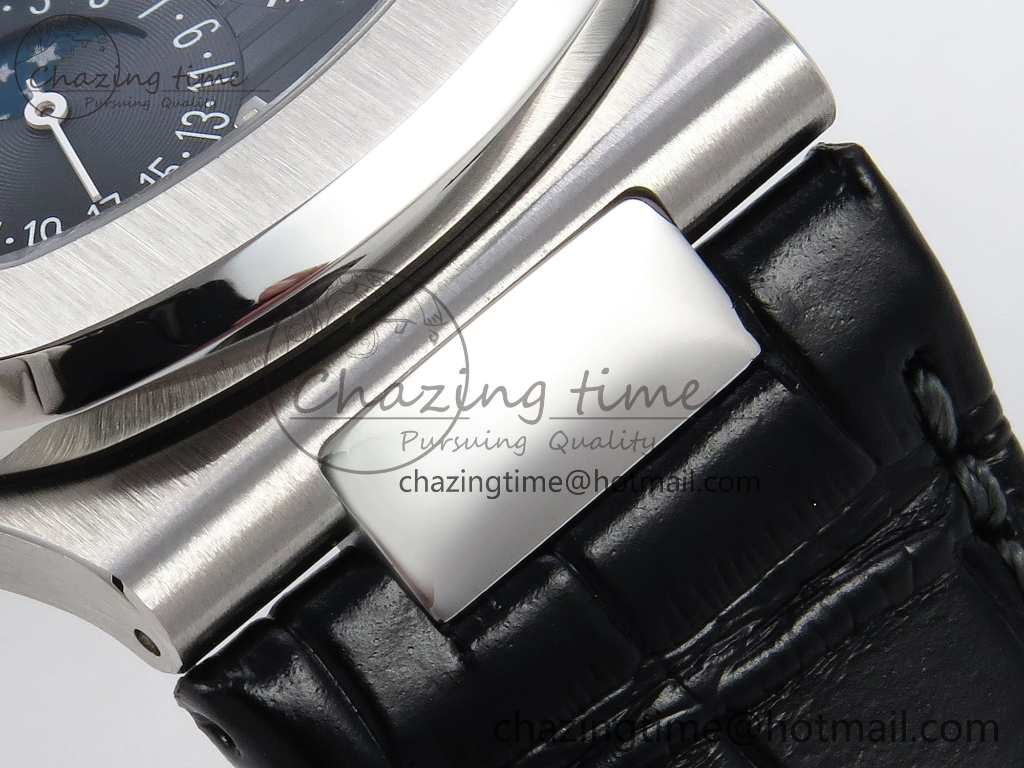 Nautilus 5712 SS PPF 1:1 Best Edition Blue Dial on Black Leather Strap A240 Super Clone V2