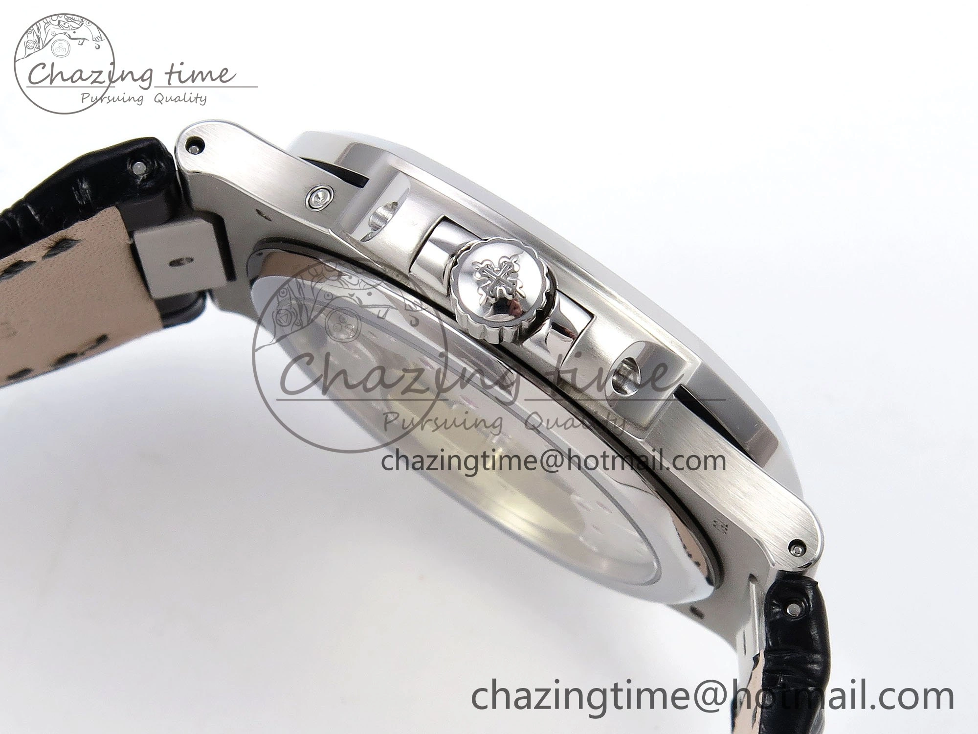 Nautilus 5712 SS PPF 1:1 Best Edition Blue Dial on Black Leather Strap A240 Super Clone V2