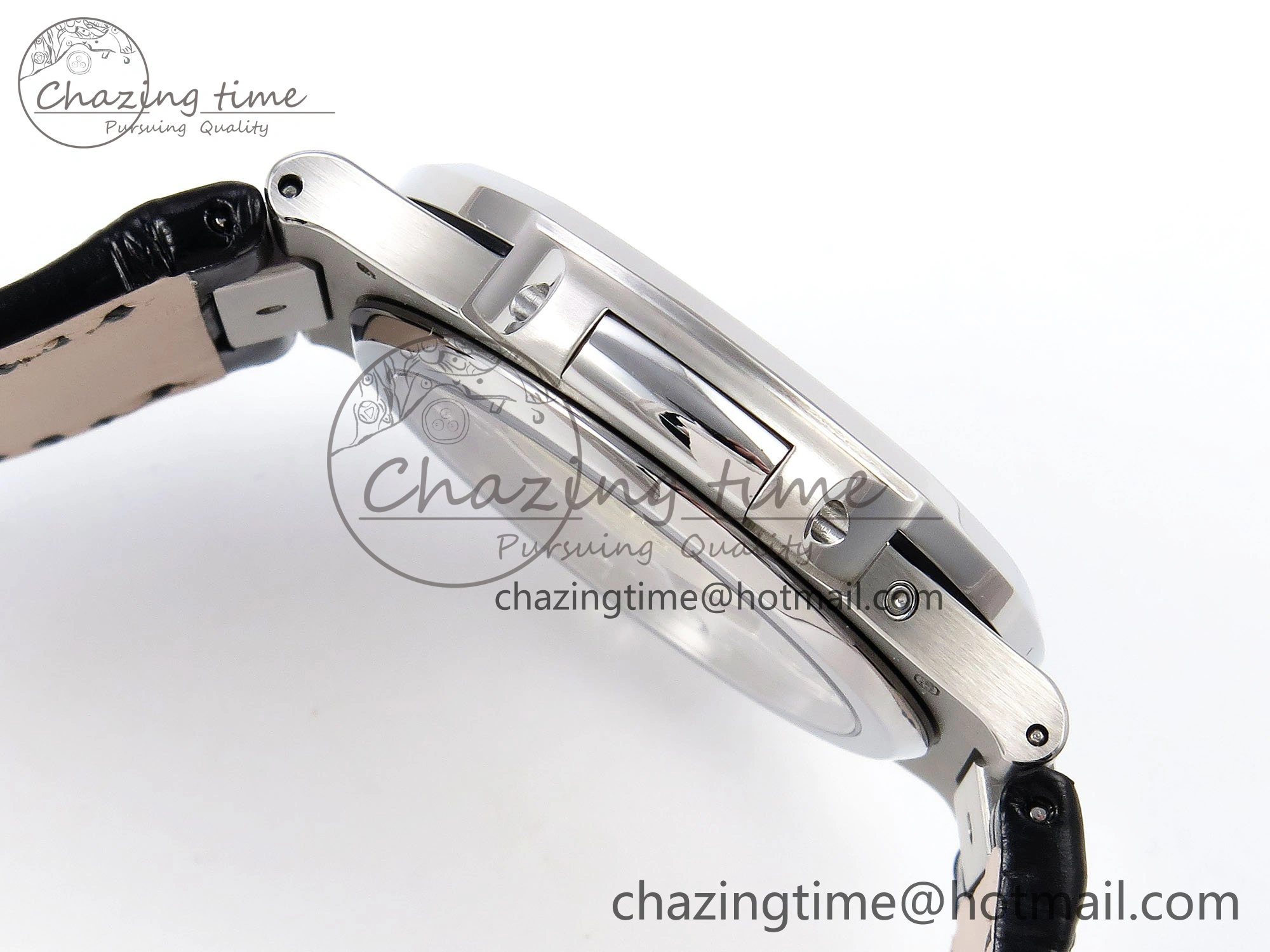 Nautilus 5712 SS PPF 1:1 Best Edition Blue Dial on Black Leather Strap A240 Super Clone V2