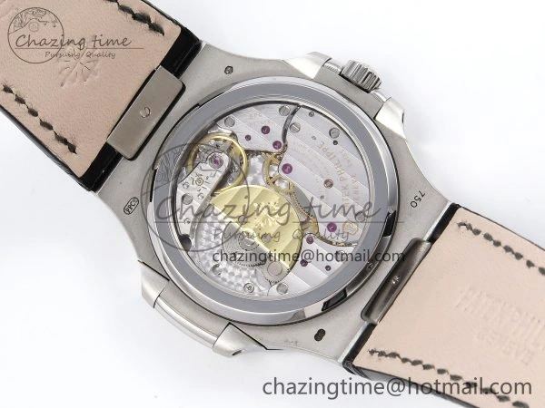 Nautilus 5712 SS PPF 1:1 Best Edition Blue Dial on Black Leather Strap A240 Super Clone V2