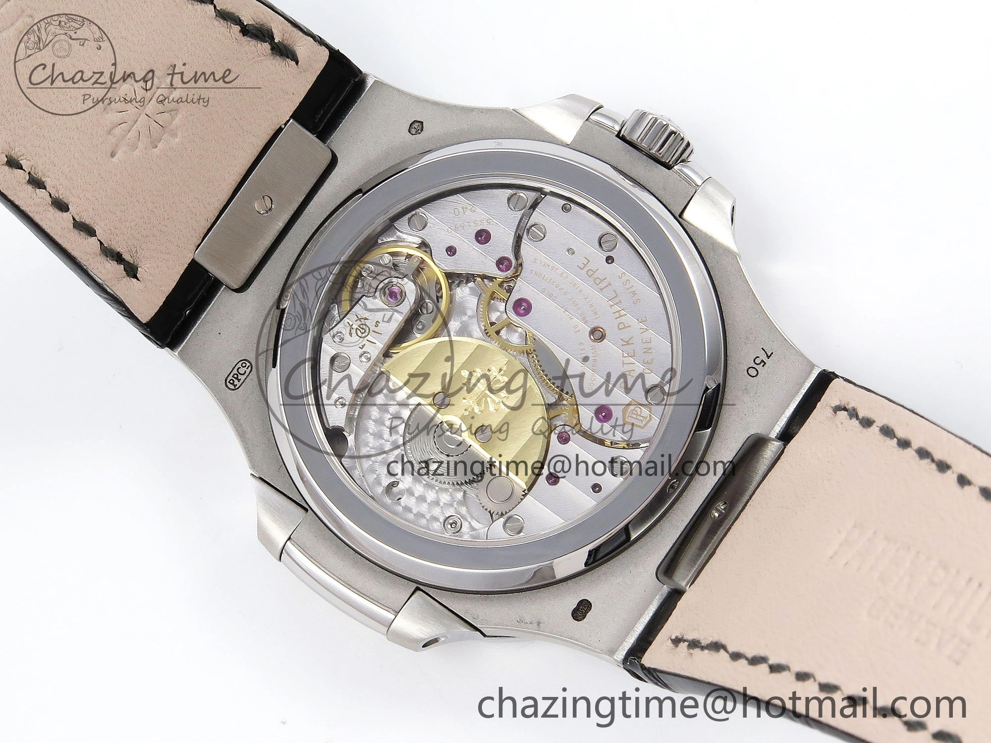 Nautilus 5712 SS PPF 1:1 Best Edition Blue Dial on Black Leather Strap A240 Super Clone V2