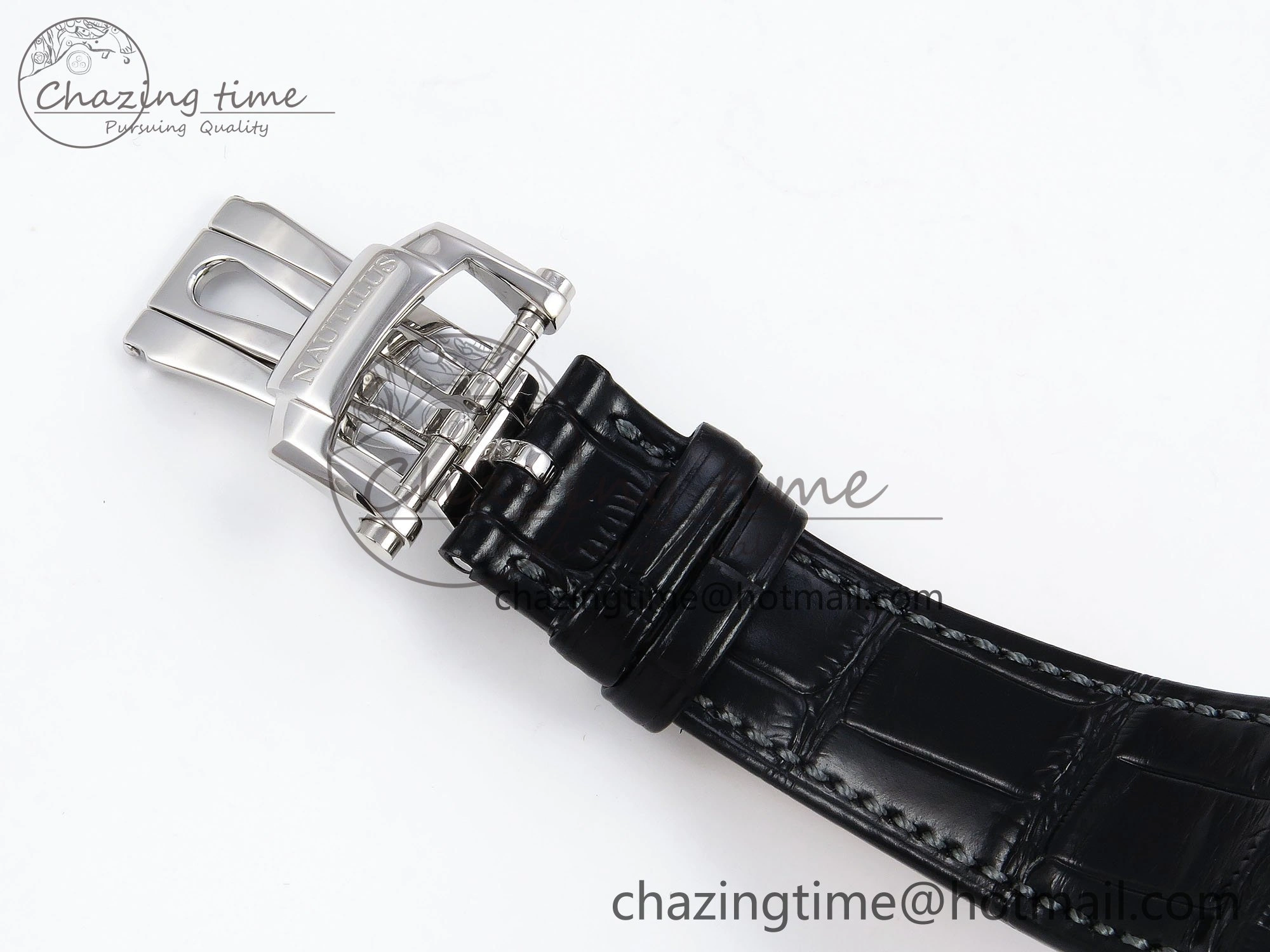 Nautilus 5712 SS PPF 1:1 Best Edition Blue Dial on Black Leather Strap A240 Super Clone V2