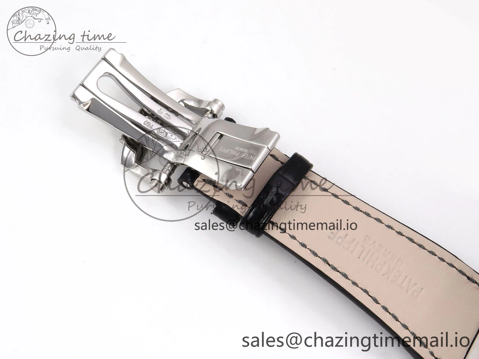 Nautilus 5712 SS PPF 1:1 Best Edition Gray Dial Diamonds Bezel on Black Leather Strap A240 Super Clone V2