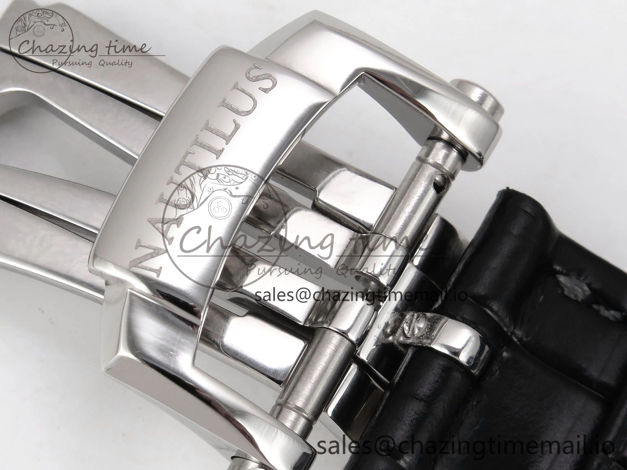 Nautilus 5712 SS PPF 1:1 Best Edition Gray Dial Diamonds Bezel on Black Leather Strap A240 Super Clone V2