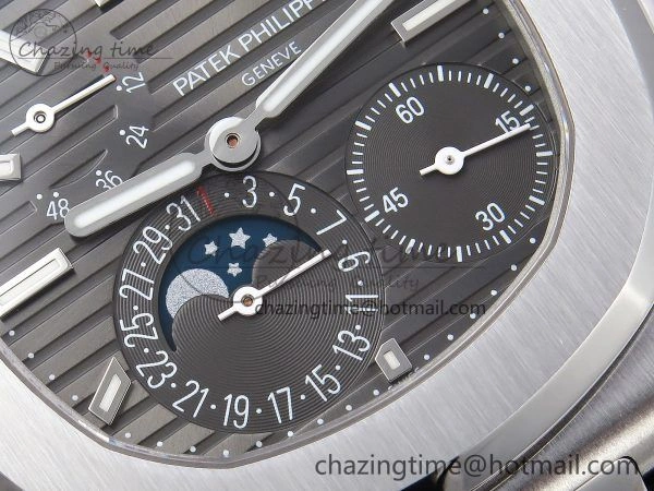 Nautilus 5712 SS PPF 1:1 Best Edition Gray Dial on Black Leather Strap A240 Super Clone V2