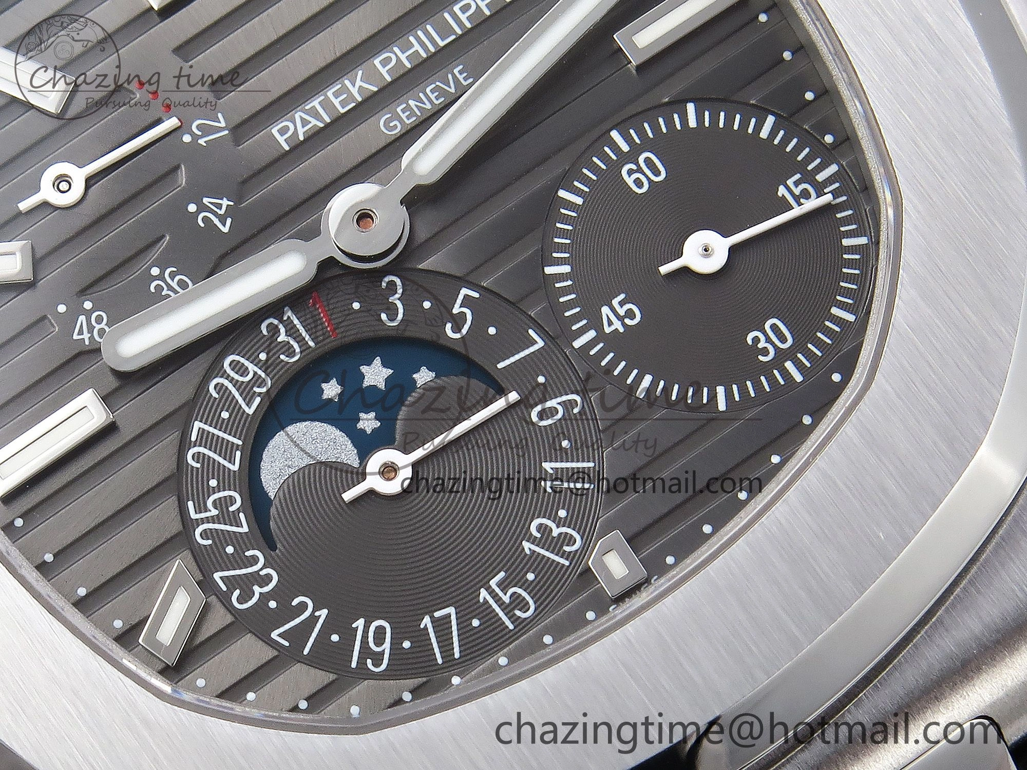 Nautilus 5712 SS PPF 1:1 Best Edition Gray Dial on Black Leather Strap A240 Super Clone V2