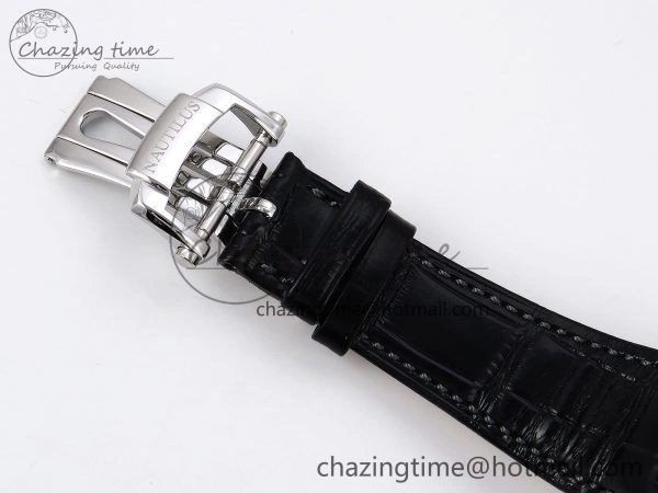 Nautilus 5712 SS PPF 1:1 Best Edition Gray Dial on Black Leather Strap A240 Super Clone V2