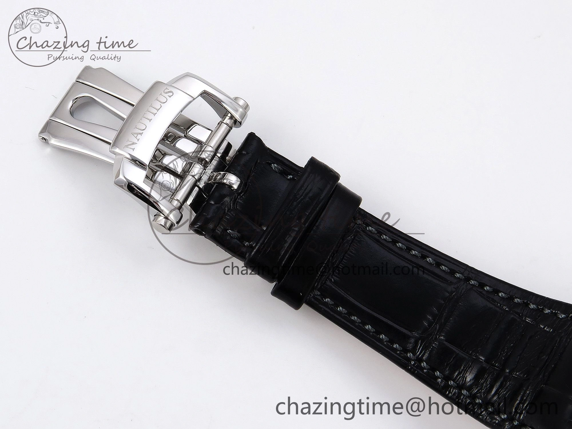 Nautilus 5712 SS PPF 1:1 Best Edition Gray Dial on Black Leather Strap A240 Super Clone V2