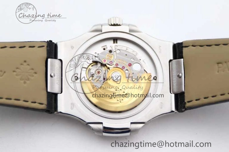 Nautilus 5719 GSF 1:1 Best Edition Full Diamonds Dial and Black Leather Strap 324CS