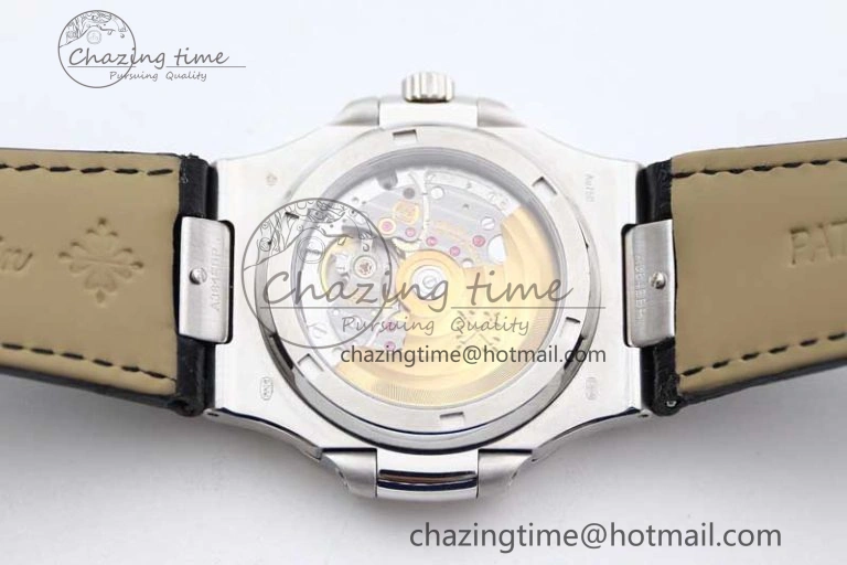 Nautilus 5719 GSF 1:1 Best Edition Full Diamonds Dial and Black Leather Strap 324CS
