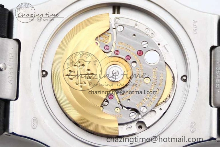 Nautilus 5719 GSF 1:1 Best Edition Full Diamonds Dial and Black Leather Strap 324CS