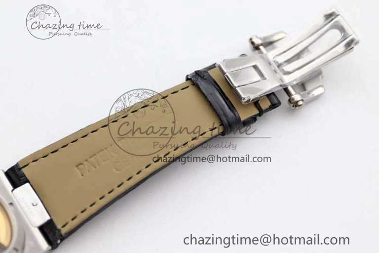 Nautilus 5719 GSF 1:1 Best Edition Full Diamonds Dial and Black Leather Strap 324CS