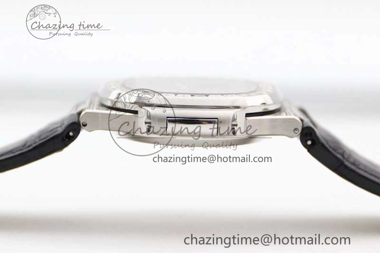 Nautilus 5719 GSF 1:1 Best Edition Full Diamonds Dial and Black Leather Strap 324CS