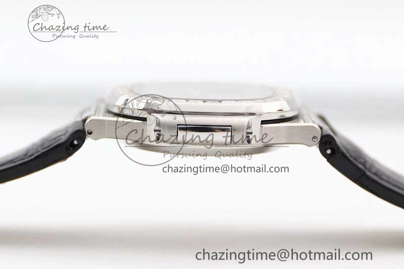Nautilus 5719 GSF 1:1 Best Edition Full Diamonds Dial and Black Leather Strap 324CS