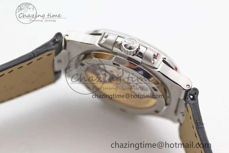 Nautilus 5719 GSF 1:1 Best Edition Full Diamonds Dial and Black Leather Strap 324CS