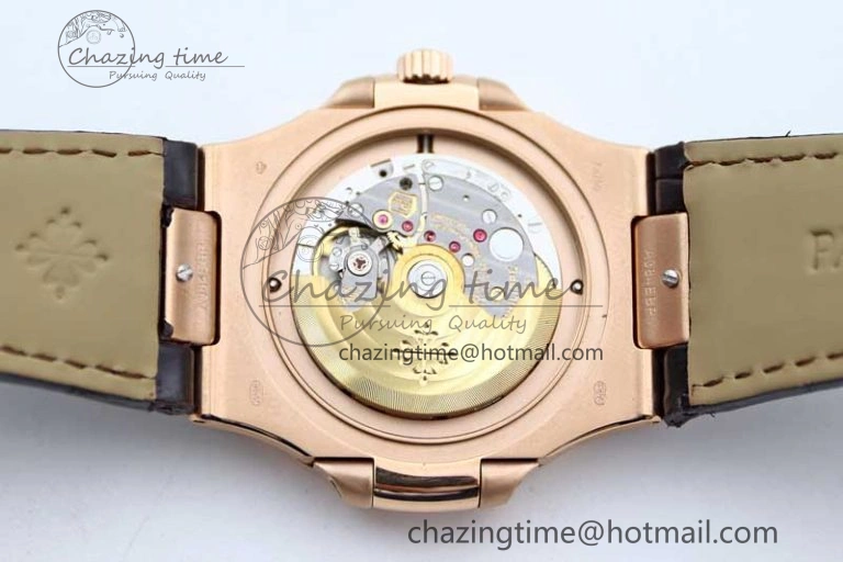 Nautilus 5719 RG 1:1 GSF Best Edition Full Diamonds Dial and brown Leather Strap 324CS6142