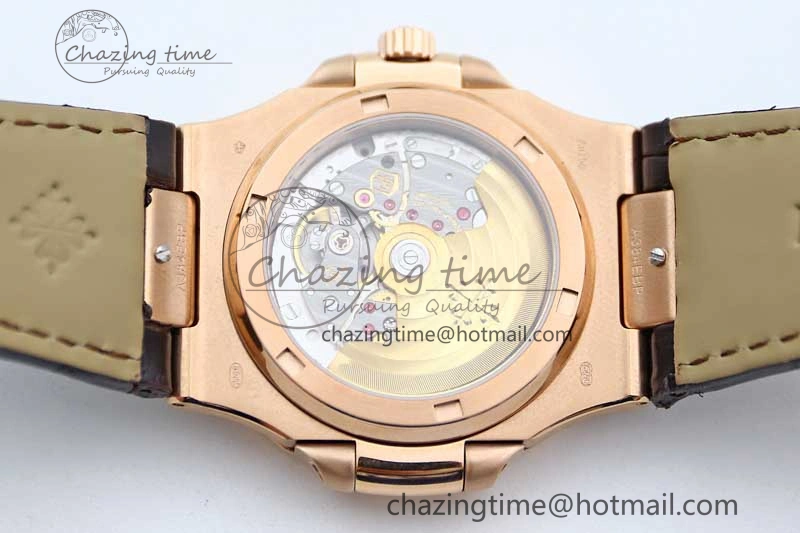 Nautilus 5719 RG 1:1 GSF Best Edition Full Diamonds Dial and brown Leather Strap 324CS6142