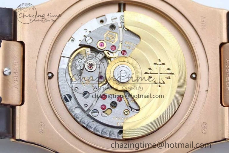 Nautilus 5719 RG 1:1 GSF Best Edition Full Diamonds Dial and brown Leather Strap 324CS6142