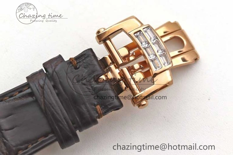 Nautilus 5719 RG 1:1 GSF Best Edition Full Diamonds Dial and brown Leather Strap 324CS6142