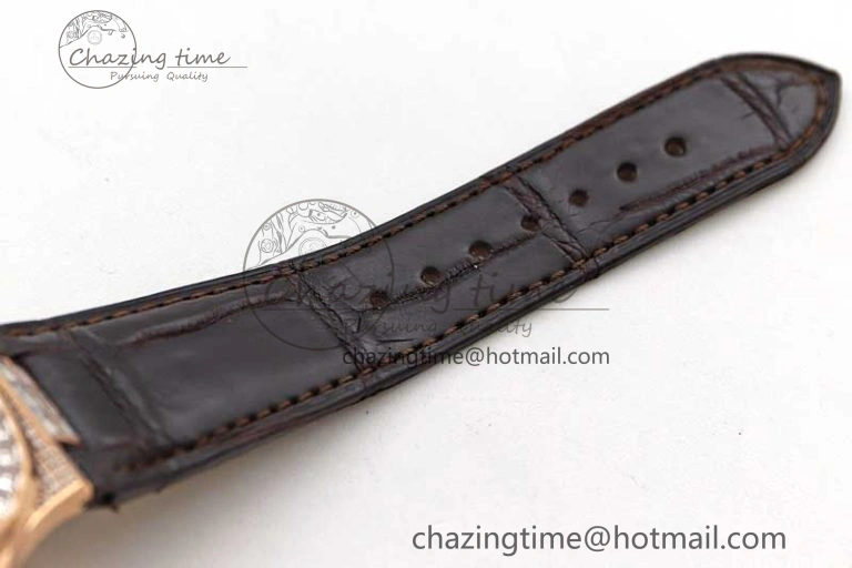 Nautilus 5719 RG 1:1 GSF Best Edition Full Diamonds Dial and brown Leather Strap 324CS6142