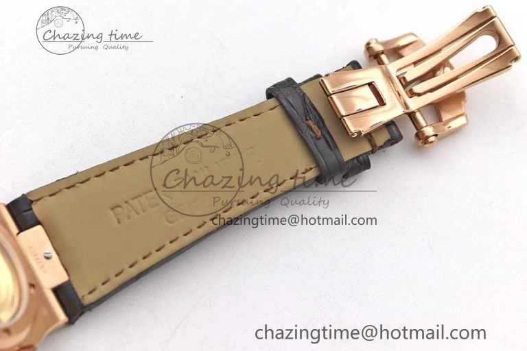 Nautilus 5719 RG 1:1 GSF Best Edition Full Diamonds Dial and brown Leather Strap 324CS6142