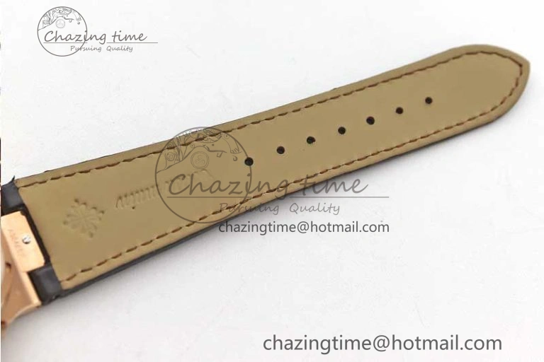 Nautilus 5719 RG 1:1 GSF Best Edition Full Diamonds Dial and brown Leather Strap 324CS6142