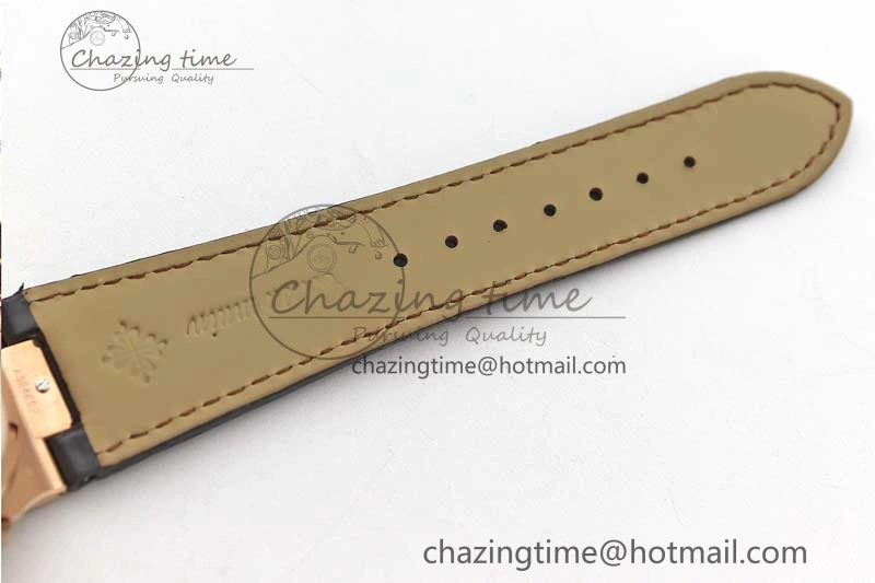 Nautilus 5719 RG 1:1 GSF Best Edition Full Diamonds Dial and brown Leather Strap 324CS6142