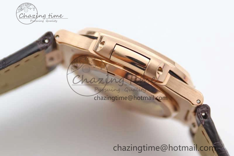 Nautilus 5719 RG 1:1 GSF Best Edition Full Diamonds Dial and brown Leather Strap 324CS6142