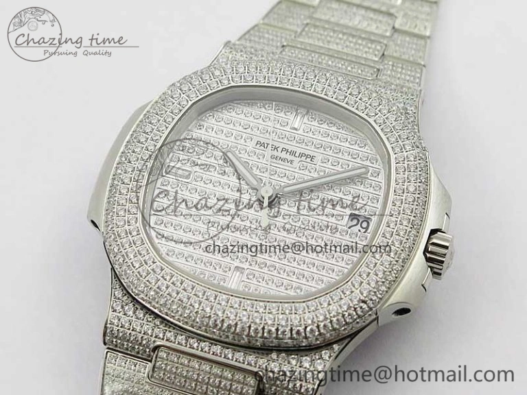 Nautilus 5719 1G PPF 1:1 Best Edition Full Diamonds Dial and Bracelet 324CS (Free box)