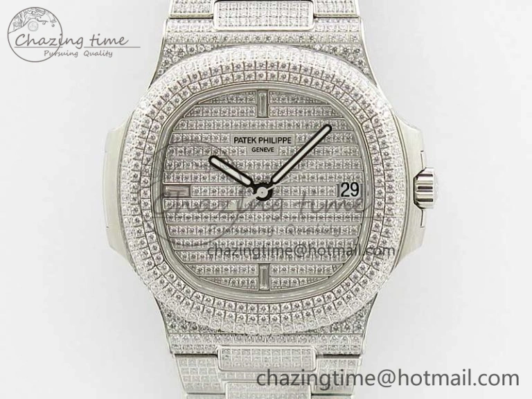 Nautilus 5719 1G PPF 1:1 Best Edition Full Diamonds Dial and Bracelet 324CS (Free box)