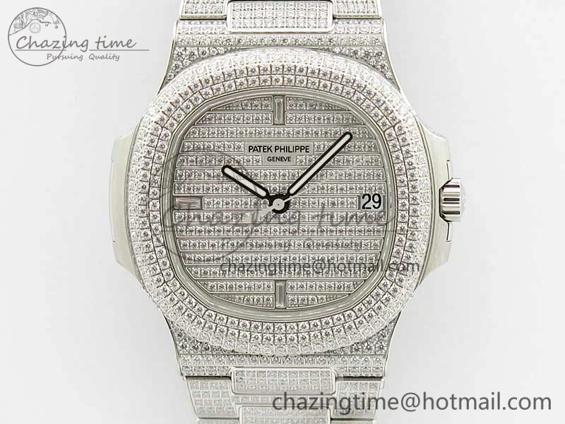 Nautilus 5719 1G PPF 1:1 Best Edition Full Diamonds Dial and Bracelet 324CS (Free box)