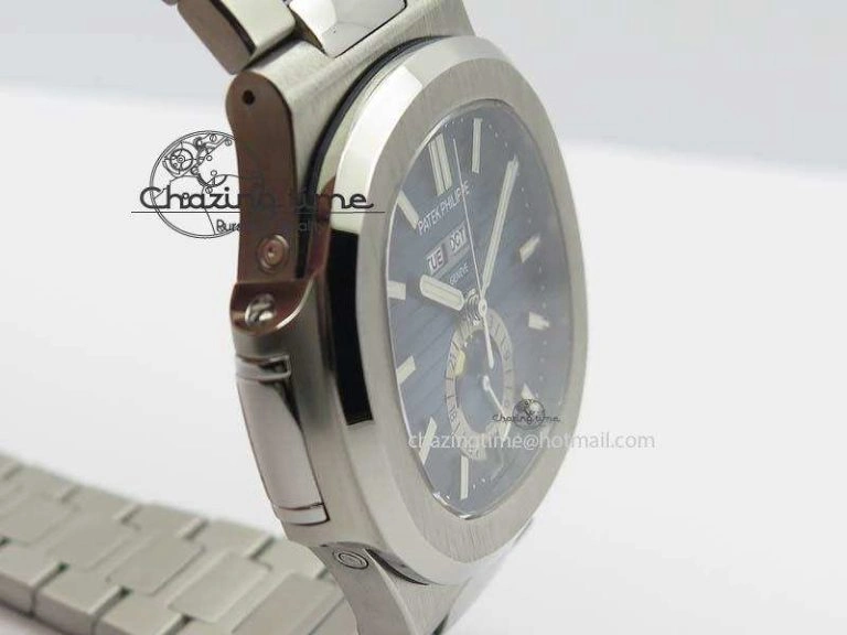 Nautilus 5726 Complicated SS Blue Textured Dial On SS Bracelet A324