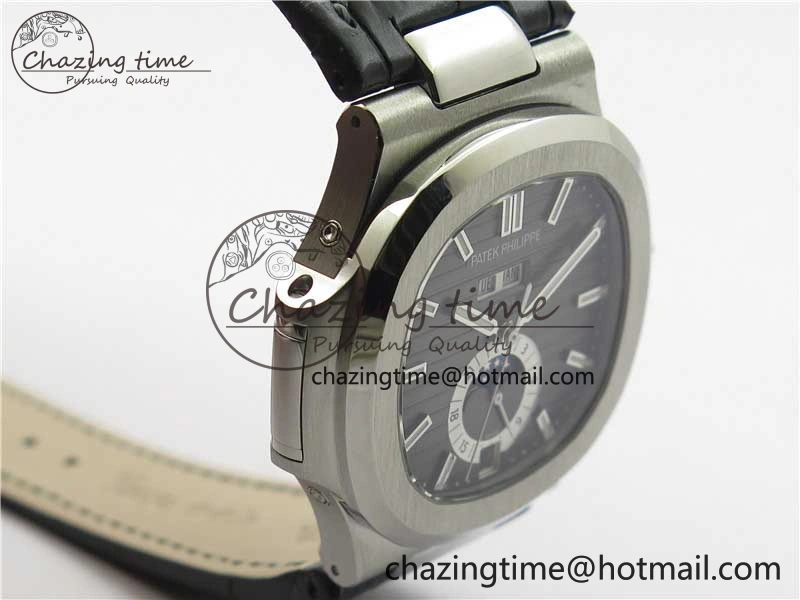 Nautilus 5726 Complicated SS GRF 1:1 Best Edition Black Textured Dial on Black Leather Strap A324 V3