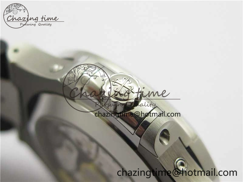 Nautilus 5726 Complicated SS GRF 1:1 Best Edition Black Textured Dial on Black Rubber Strap A324 V3