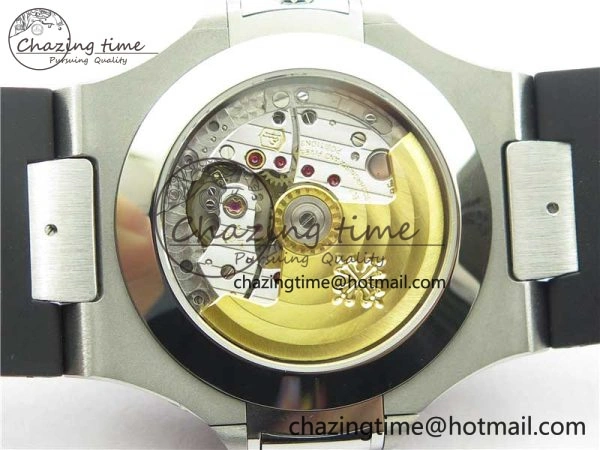 Nautilus 5726 Complicated SS GRF 1:1 Best Edition Black Textured Dial on Black Rubber Strap A324 V3
