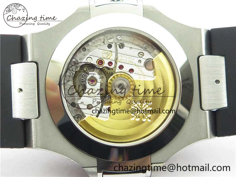 Nautilus 5726 Complicated SS GRF 1:1 Best Edition Black Textured Dial on Black Rubber Strap A324 V3
