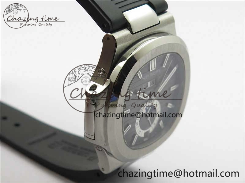 Nautilus 5726 Complicated SS GRF 1:1 Best Edition Black Textured Dial on Black Rubber Strap A324 V3