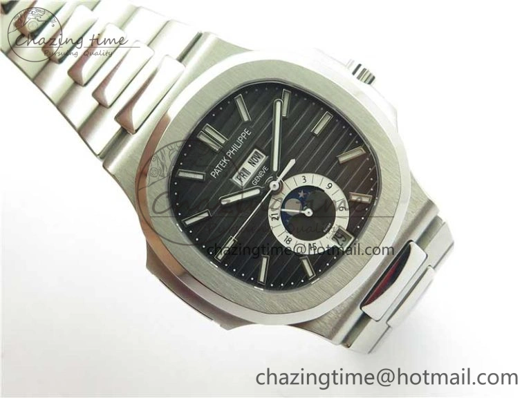 Nautilus 5726 Complicated SS GRF 1:1 Best Edition Black Textured Dial on SS Bracelet A324 V3