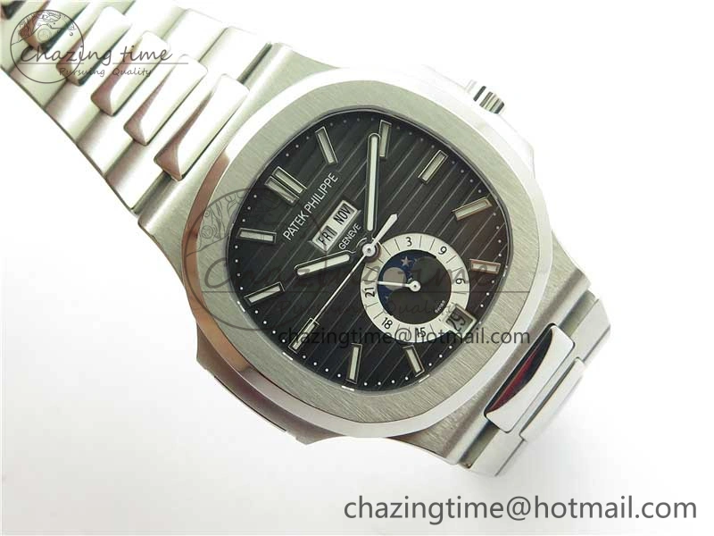 Nautilus 5726 Complicated SS GRF 1:1 Best Edition Black Textured Dial on SS Bracelet A324 V3
