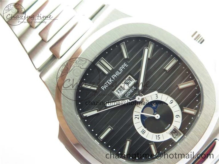 Nautilus 5726 Complicated SS GRF 1:1 Best Edition Black Textured Dial on SS Bracelet A324 V3