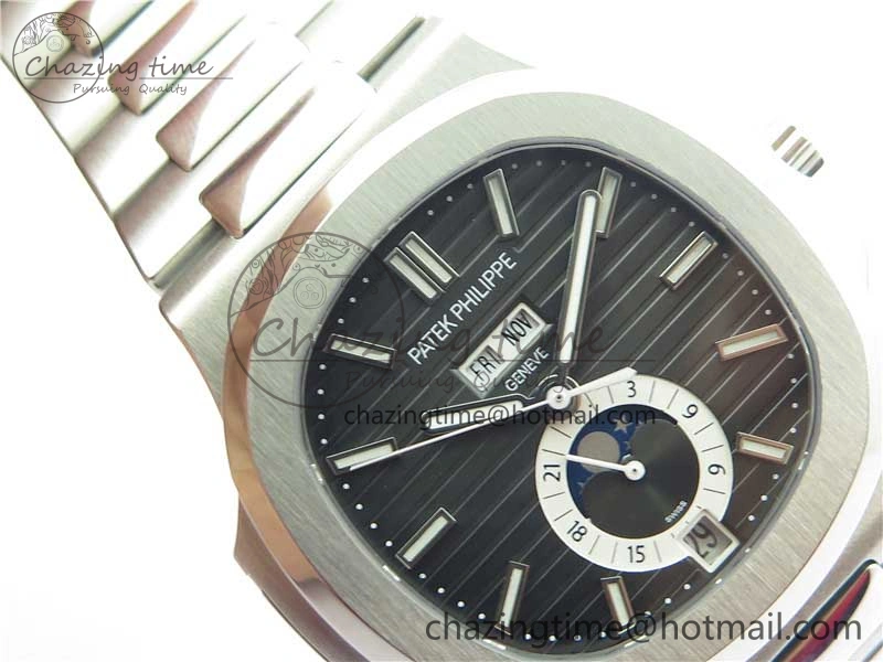 Nautilus 5726 Complicated SS GRF 1:1 Best Edition Black Textured Dial on SS Bracelet A324 V3