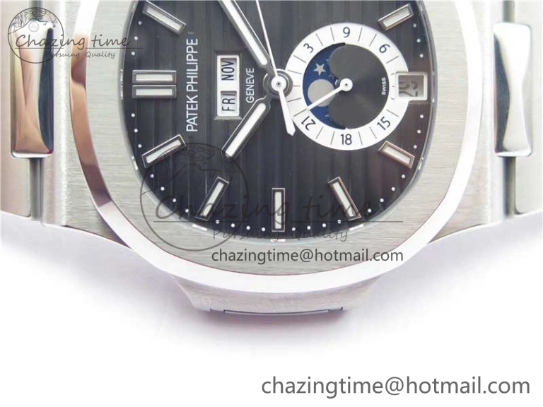 Nautilus 5726 Complicated SS GRF 1:1 Best Edition Black Textured Dial on SS Bracelet A324 V3