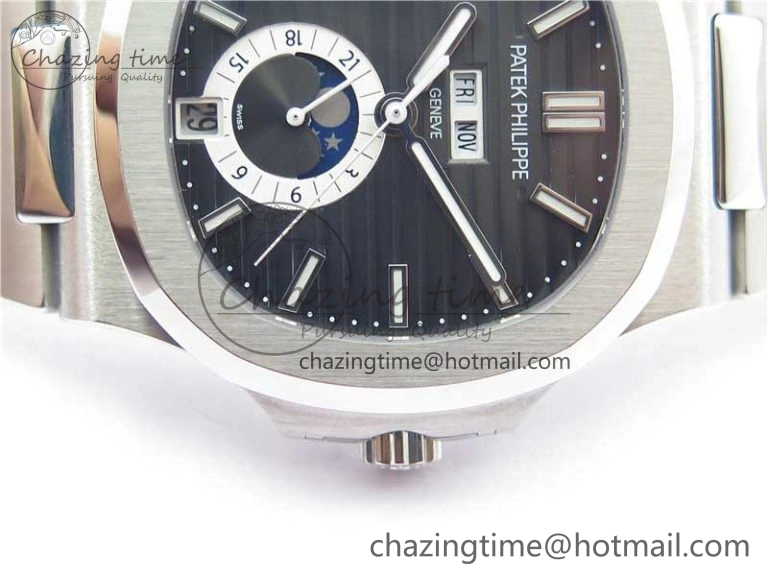 Nautilus 5726 Complicated SS GRF 1:1 Best Edition Black Textured Dial on SS Bracelet A324 V3